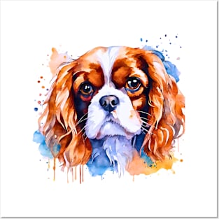 Watercolor Cavalier King Charles Spaniel Art Posters and Art